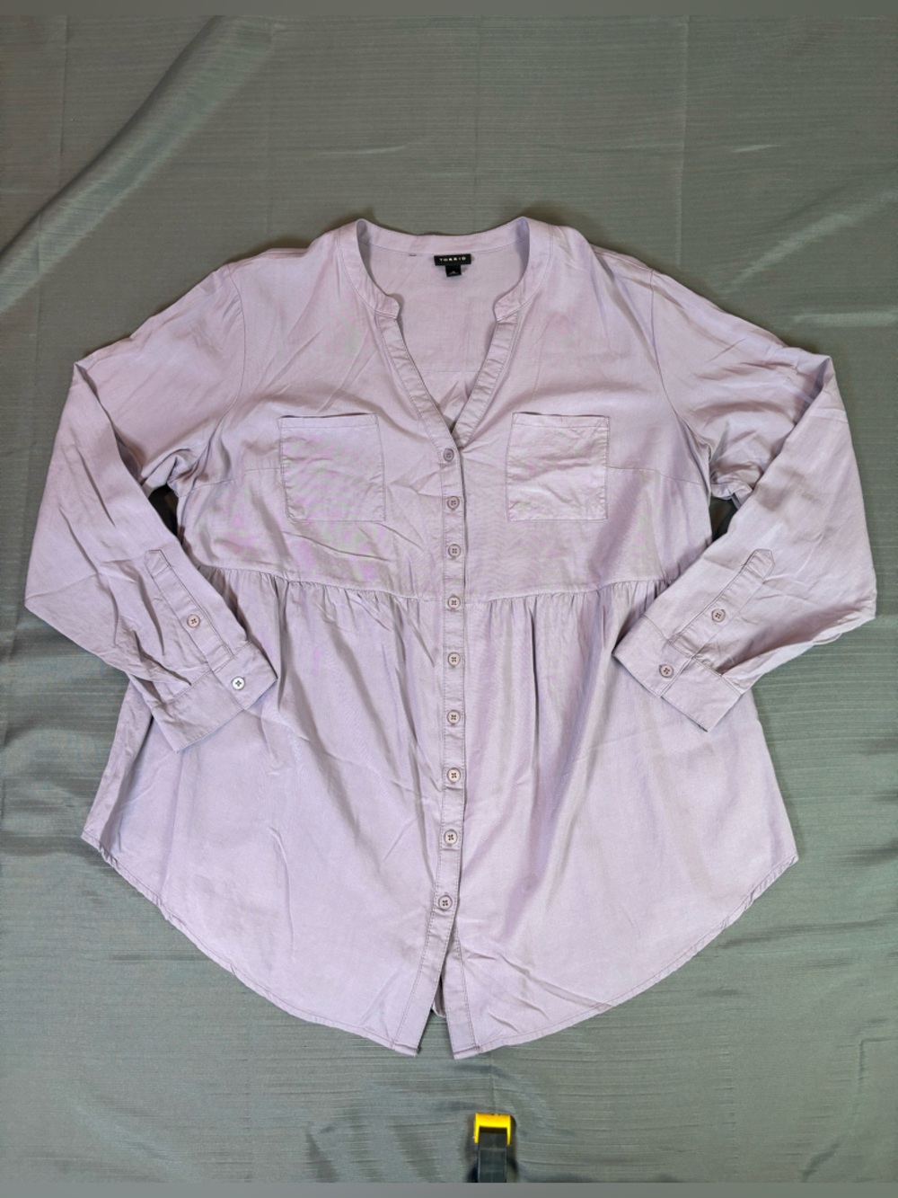 Torrid Lavender Blouse Size 0 Flowy Babydoll Button Front Long Sleeve Top